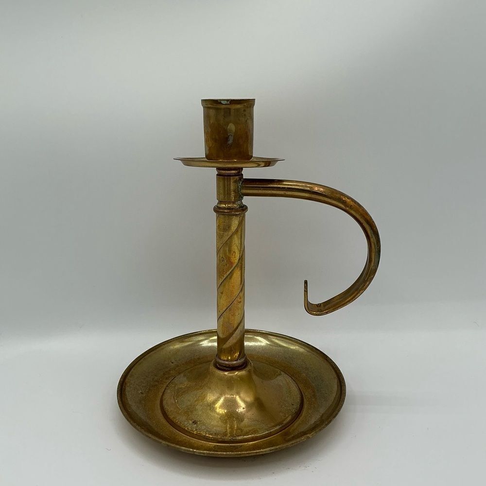Vintage brass chamberstick candle holder